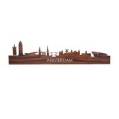 Skyline Amsterdam Palissander hout  - 80 cm - Woondecoratie design - Wanddecoratie met LED verlichting