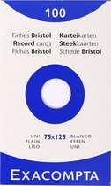 6x etui 100 steekkaarten bristol effen niet geperforeerd 75x125mm, Wit