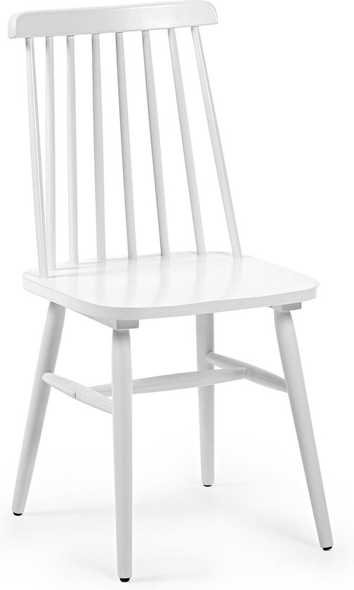 Kave Home - Tressia stoel van MDF en massief rubberhout met witte lak