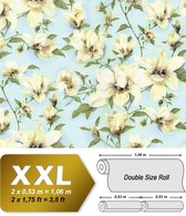 Bloemen behang EDEM 9080-29 vliesbehang gestempeld met bloemmotief glanzend blauw groen wit 10,65 m2