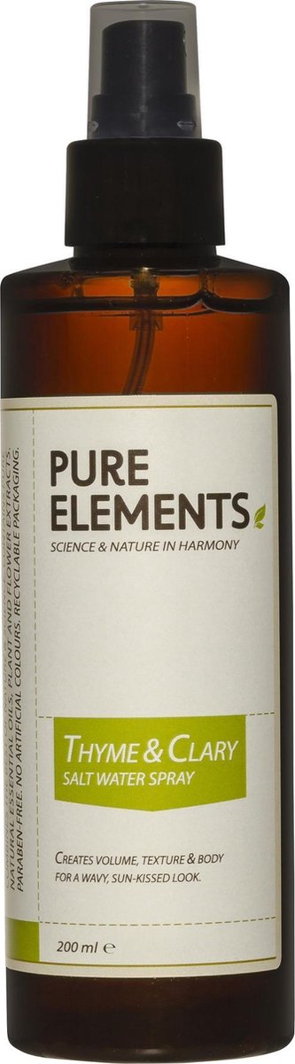 Pure Elements Thyme & Clary Salt Water Spray 200ml | Natuurlijke styling spray voor krullen