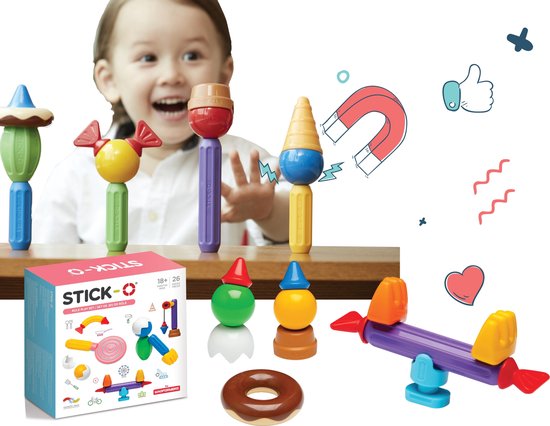Stick-O Role Play Set - 26 onderdelen - magnetisch speelgoed - speelgoed 1 jaar - peuter speelgoed jongens en meisjes - baby speelgoed - speelgoed jongens 2 jaar