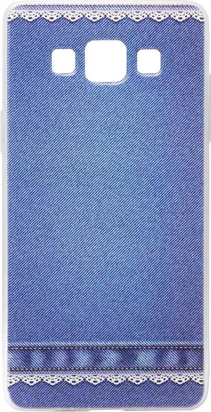 ADEL Siliconen Back Cover Softcase Hoesje Geschikt voor Samsung Galaxy A3 (2015) - Jeans Spijkerbroek Blauw
