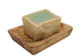 Stijlvol zeepbakje van duurzaam olijfhout - rechthoekig met uitlek gaatjes - houten zeep schaaltje / zeep plankje / zeep houder / zeep bakje