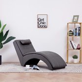 Chaise longue met kussen kunstleer grijs