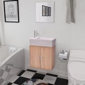 Badkamermeubelset met wasbak beige 3-dlg
