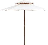 Dubbeldekker parasol 270x270 cm houten paal crémewit