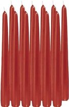 12x Rode dinerkaarsen 25 cm 8 branduren - Geurloze kaarsen - Tafelkaarsen/kandelaarkaarsen