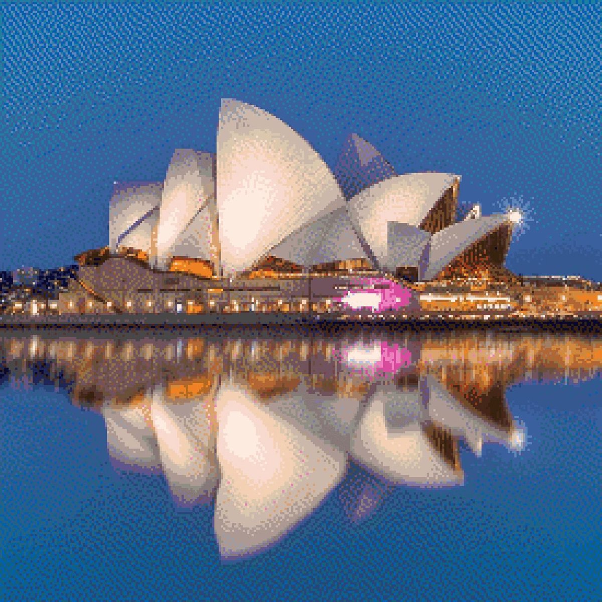 MyHobby Borduurpakket – Opera House Sydney 50x50 cm - Aida borduurstof 5,5 kruisjes/cm (14 count) - Telpatroon - Borduurgaren - Borduurnaald - Handleiding - Voor Beginners & Gevorderden - Complete borduurset