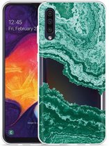 Galaxy A50 Hoesje Turquoise Marble Art - Designed by Cazy
