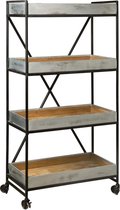 Stellingkast met wieltjes | Mango hout & staal | 76x39x155