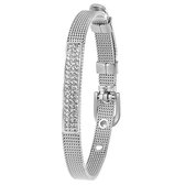 Lucardi Armbanden  - Stalen armband mesh riem met kristal