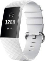Siliconen Smartwatch bandje - Geschikt voor  Fitbit Charge 4 silicone band - wit - Maat: L - Horlogeband / Polsband / Armband