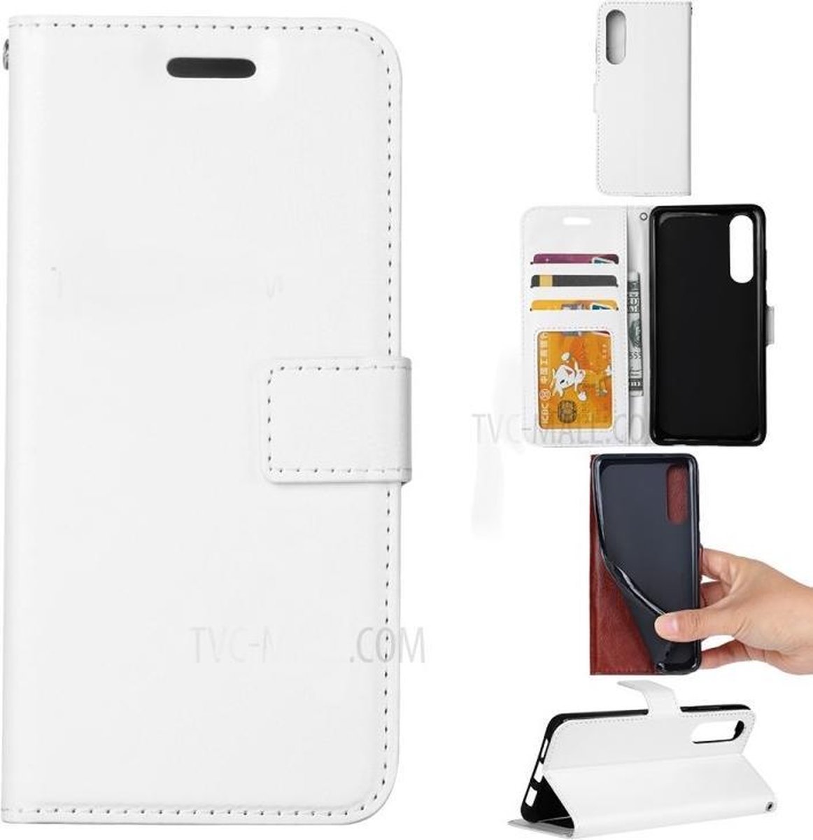 Bookcase Geschikt voor: Samsung Galaxy A30 - Wit - portemonnee hoesje