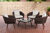 Clp Ameland - Lounge set - 5 mm Rond Polyrotan - Zithoogte 45 cm - - Kleur onderstel Bruin gemeleerd gebroken wit