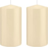 2x Cremewitte cilinderkaarsen/stompkaarsen 8 x 15 cm 69 branduren - Geurloze kaarsen – Woondecoraties