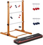 Prof. Laddergolf Spinladder set van Ubergames. SOFT ballen: Blauw/Rood