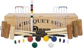 Croquet set, 6-persoons India Eco hardhout  - sterke poorten en houten ballen met Kist  Klasse en Geweldig