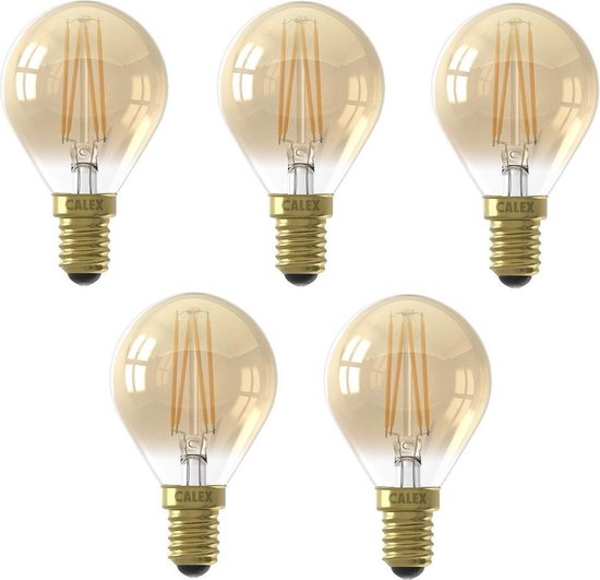 5 stuks Calex LED kogellamp E14 3.5W 2100K Goud dimbaar | bol.com