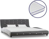 Bed met traagschuim matras kunstleer grijs 160x200 cm