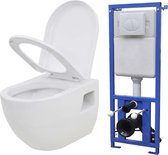 Toilet - Keramische pot - Wit - Hangend - Met verborgen stortbakset
