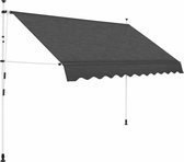 Luifel handmatig uitschuifbaar - Stof met PU-coating en stalen frame - Antraciet - 300 cm breedte