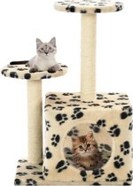 Kattenkrabpaal met sisal krabpalen 60 cm pootafdrukken beige