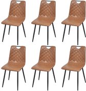Eetkamerstoelen 6 st kunstleer lichtbruin