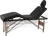 Massagetafel inklapbaar met houten frame (vier delen / zwart)