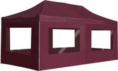 Partytent inklapbaar met wanden 6x3 m aluminium wijnrood