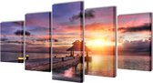 Canvasdoeken zandstrand met paviljoen 200 x 100 cm