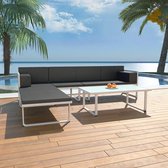 4-delige Loungeset met kussens aluminium zwart