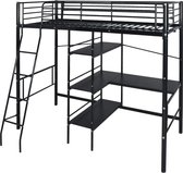 Hoogslaper met bureau metaal zwart 90x200 cm
