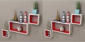 Wandplanken kubus 6 st wit en rood