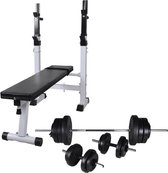 Trainingsbank met gewichtenrek en halterset 60,5 kg