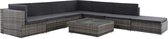 8-delige Loungeset met kussens poly rattan grijs (incl. Fleecedeken)