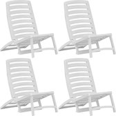 Strandstoelen inklapbaar 4 st kunststof wit