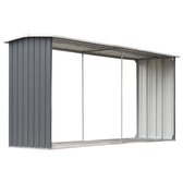 Haardhoutschuur - Gegalvaniseerd staal - Grijs - 330x92x153 cm
