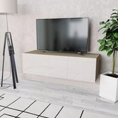 Tv-meubel 120x40x34 cm spaanplaat hoogglans wit en eikenkleur