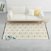 Vloerkleed handgeweven 140x200 cm wol wit en zwart