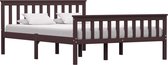 Bedframe massief grenenhout donkerbruin 140x200 cm