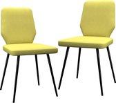 Eetkamerstoelen 2 st stof limoengeel