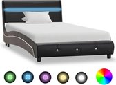 Bedframe met LED kunstleer zwart 90x200 cm