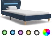 Bedframe met LED stof blauw 90x200 cm