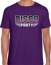 Disco party feest t-shirt paars voor heren M