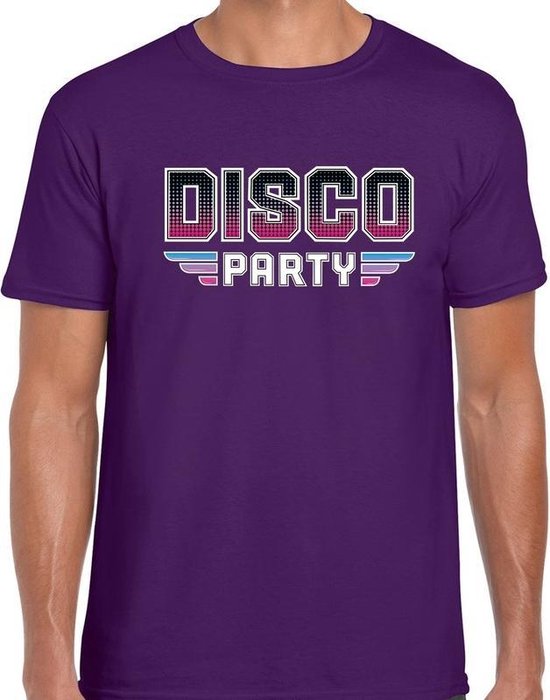 Disco party feest t-shirt paars voor heren - paarse 70s/80s/90s feest shirts  M | bol.com