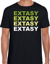 Extasy fun t-shirt zwart  met groene bedrukking voor heren - XTC - shirt/kleding M