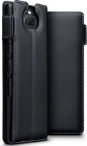 Sony Xperia 10 hoesje, MobyDefend slim-fit echt leren bookcase, Zwart | GSM Hoesje / Telefoonhoesje Geschikt Voor: Sony Xperia 10