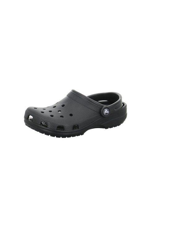 Sabot Crocs gris avec bride au talon et perforations rondes sur le bout.
