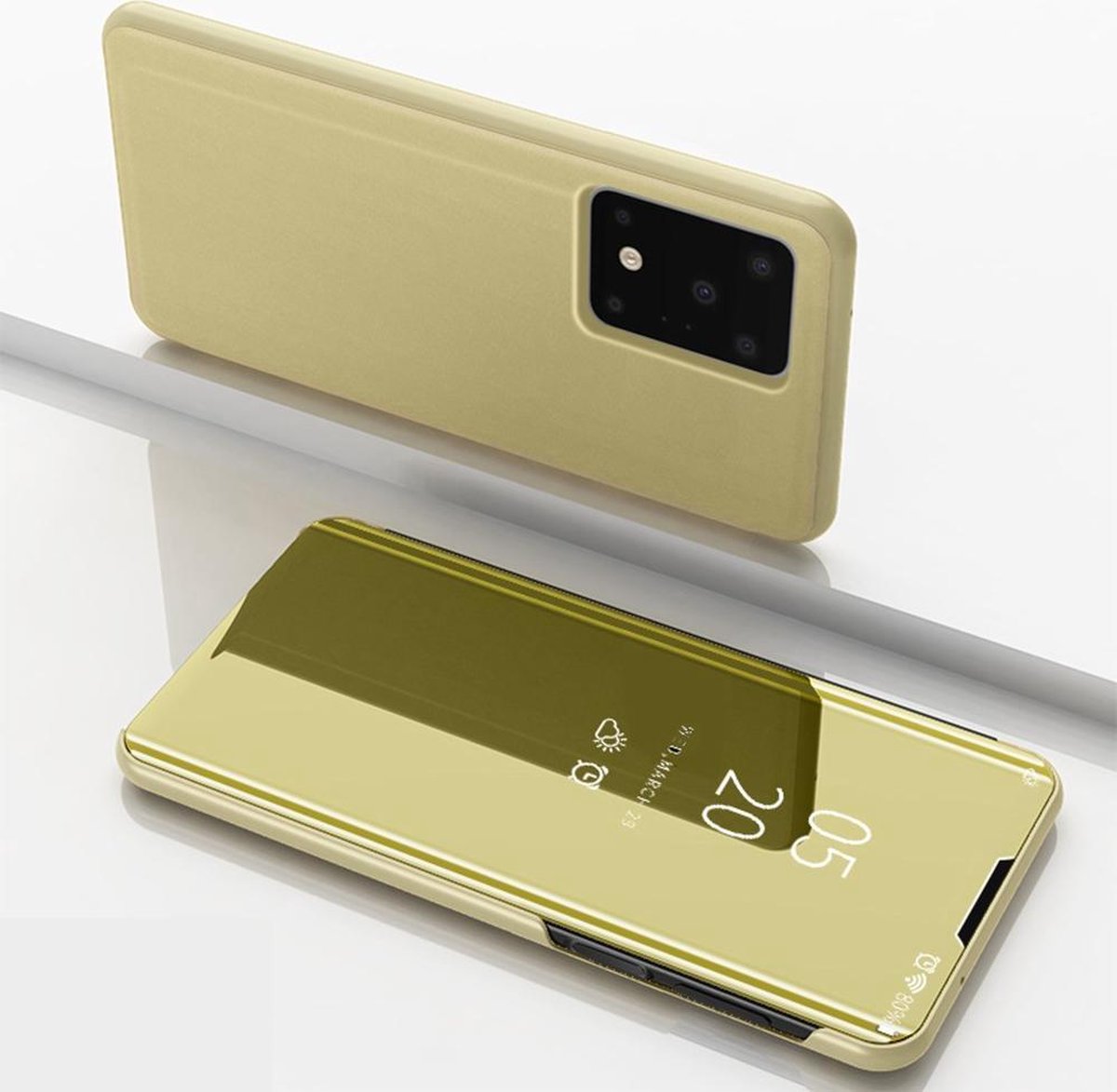 Mirror View Case - Geschikt voor Samsung Galaxy S20 Ultra Hoesje - Goud
